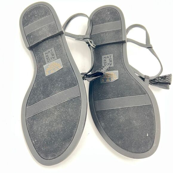 NATURALIZER Florita Bow Sandals Black Satin Stones size 12 Flat Sling Back - Picture 4 of 8